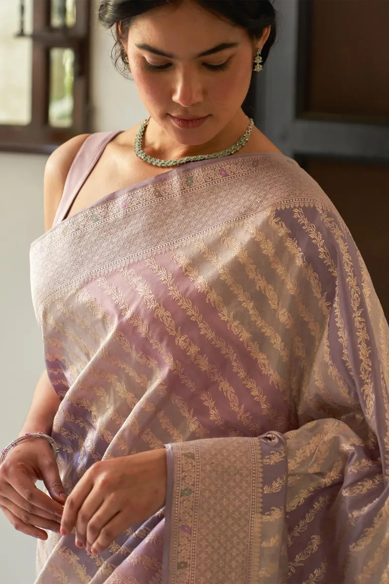 Lavender Katan Silk Tissue Saree
