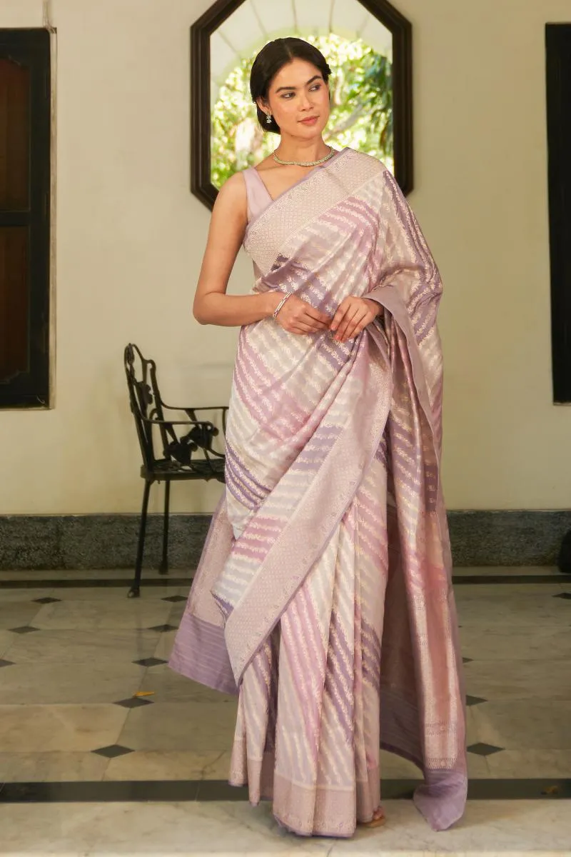 Lavender Katan Silk Tissue Saree