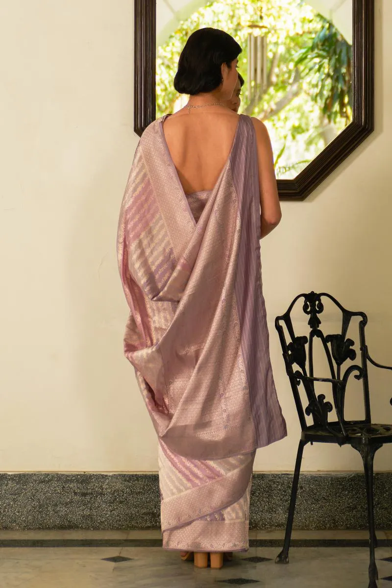Lavender Katan Silk Tissue Saree