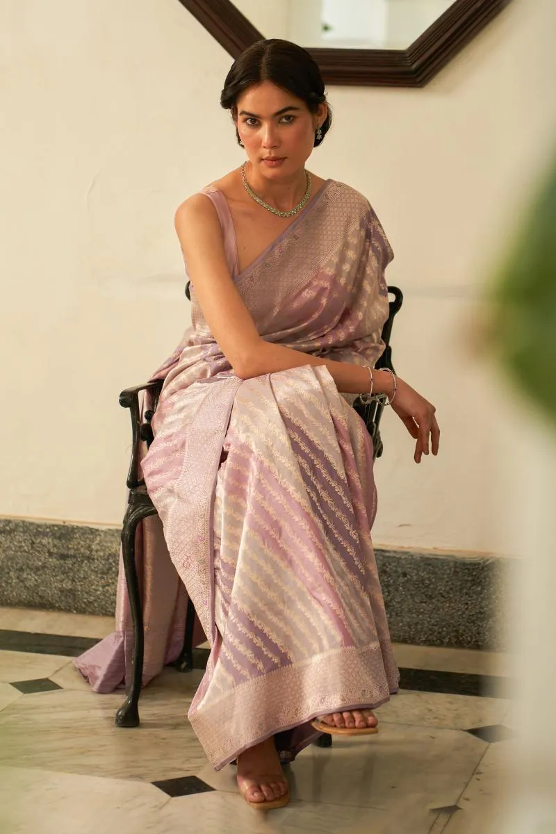 Lavender Katan Silk Tissue Saree