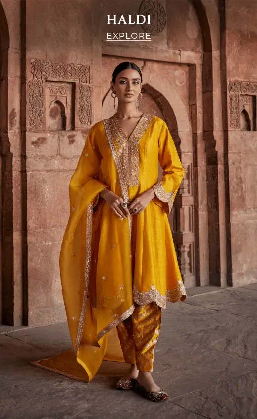 Latest haldi Dresses for Women by Frontier Raas