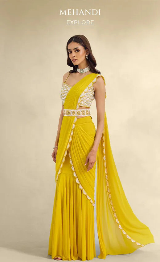 Latest Mehendi Dresses for Women by Frontier Raas